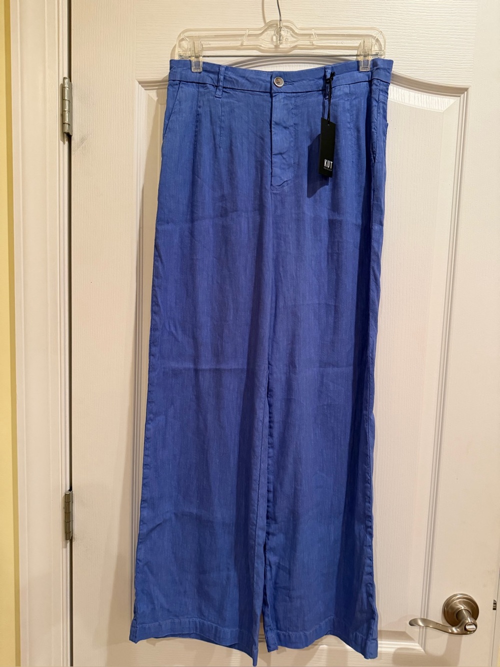 Kut Cornflower Blue Wide Leg Linen-Blend Pants